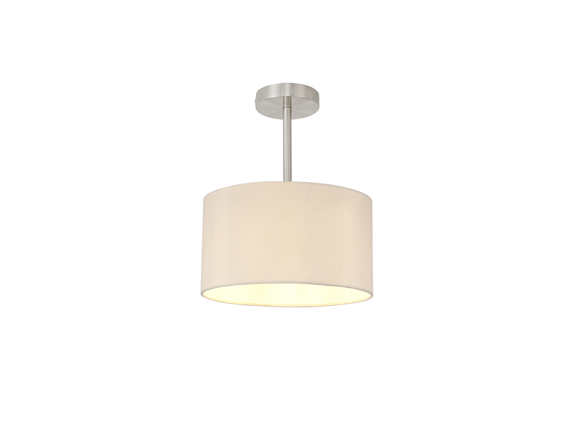 DK0240  Baymont 30cm Semi Flush 1 Light Satin Nickel, Nude Beige/Moonlight